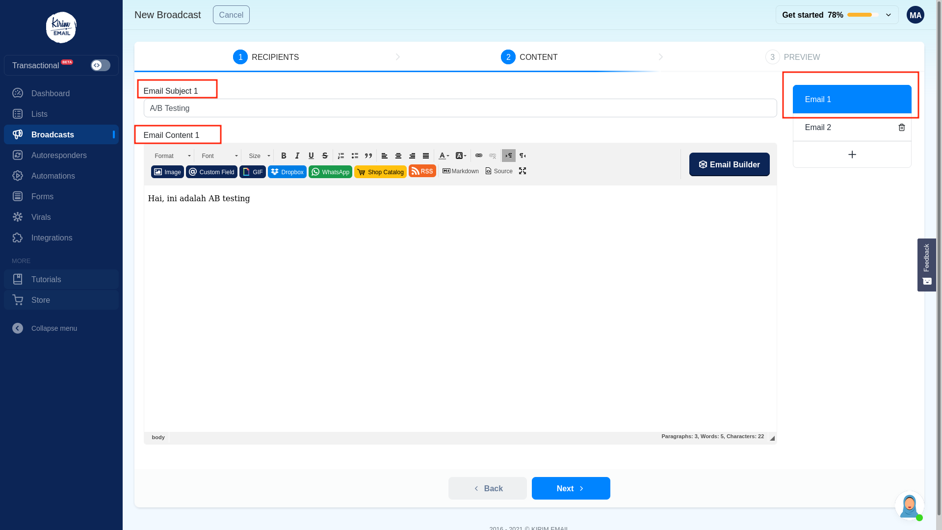 How To Apply A/B Test Or Split Testing On KIRIM.EMAIL - KIRIM.EMAIL